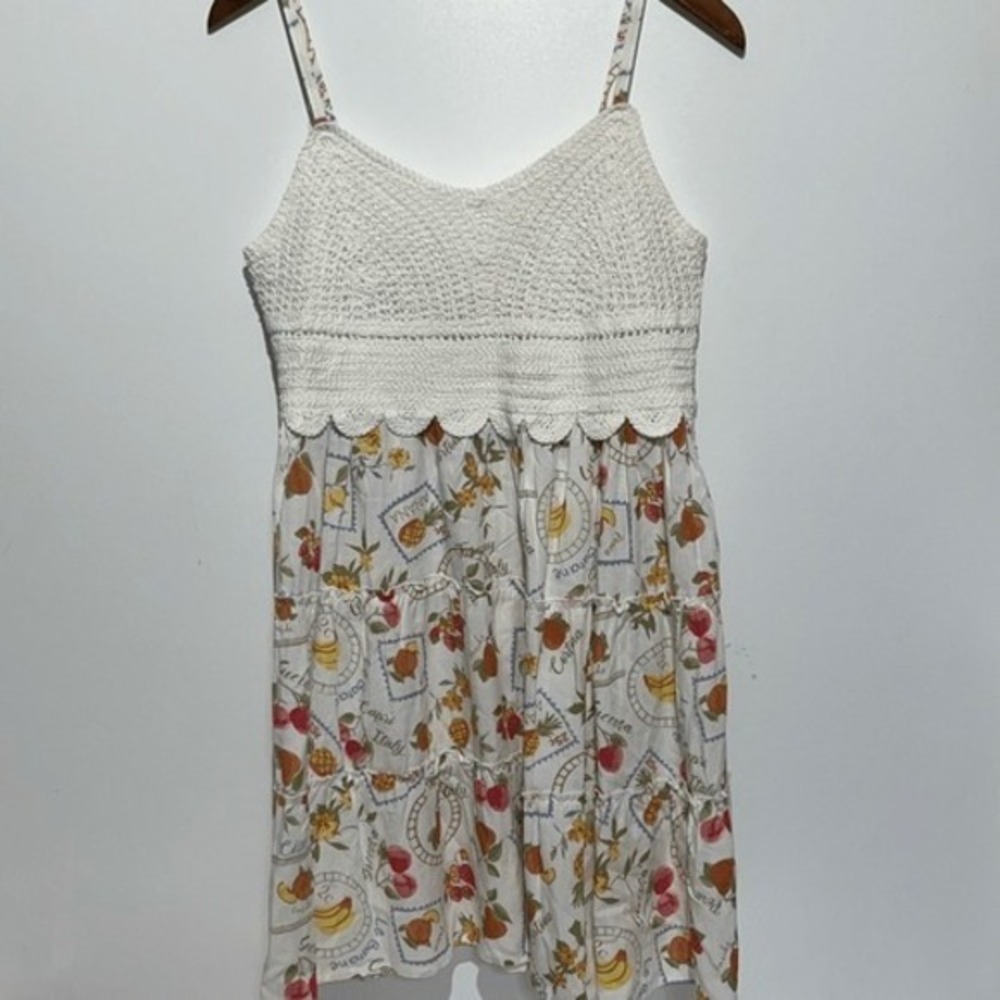 Pink Rose Women's Multicolor Crocheted Smocked Spaghetti Strap Sundress Large